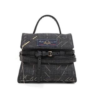 Moschino Mini Tie Me Topstitch Wool-Blend Top Handle Bag